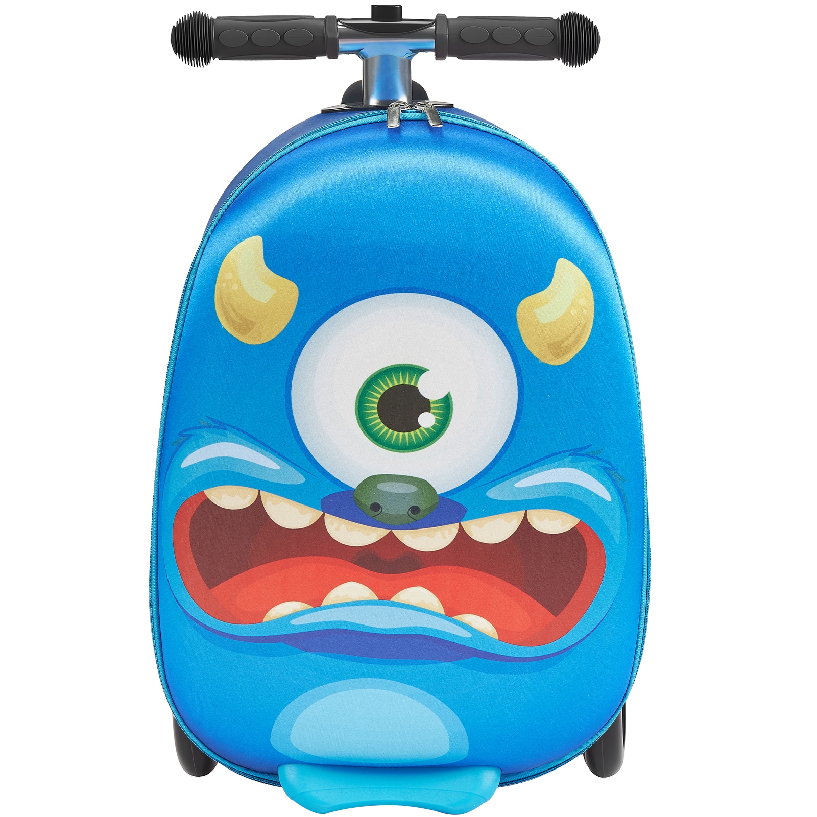 Kids Scooter Suitcase Ride-on Luggage With Flashing Wheels Blue_voghion.com
